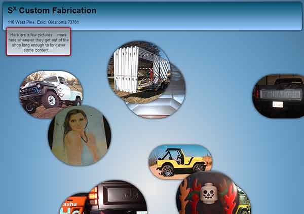 Sx Custom Fabrication website screen shot 975 pixels wide